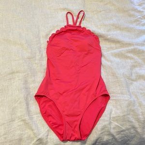 Kate Spade high-neck scalloped one piece swimsuit